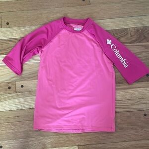 Columbia Omni-Shade Sun Protection Girls L 14 16 SPF Swim Shirt Rash Guard Pink